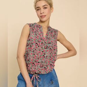 ⭐️5 for $20⭐️ White Stuff TULIP JERSEY SLEEVELESS SHIRT IN TEAL PRINT
